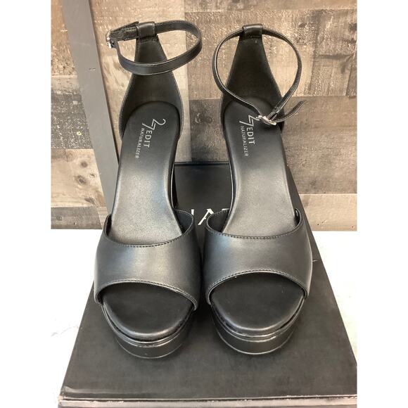 Naturalizer 27 Edit Womens 6M Black Leather Delphie Platform Heel Sandal LB12-22 - Picture 2 of 7